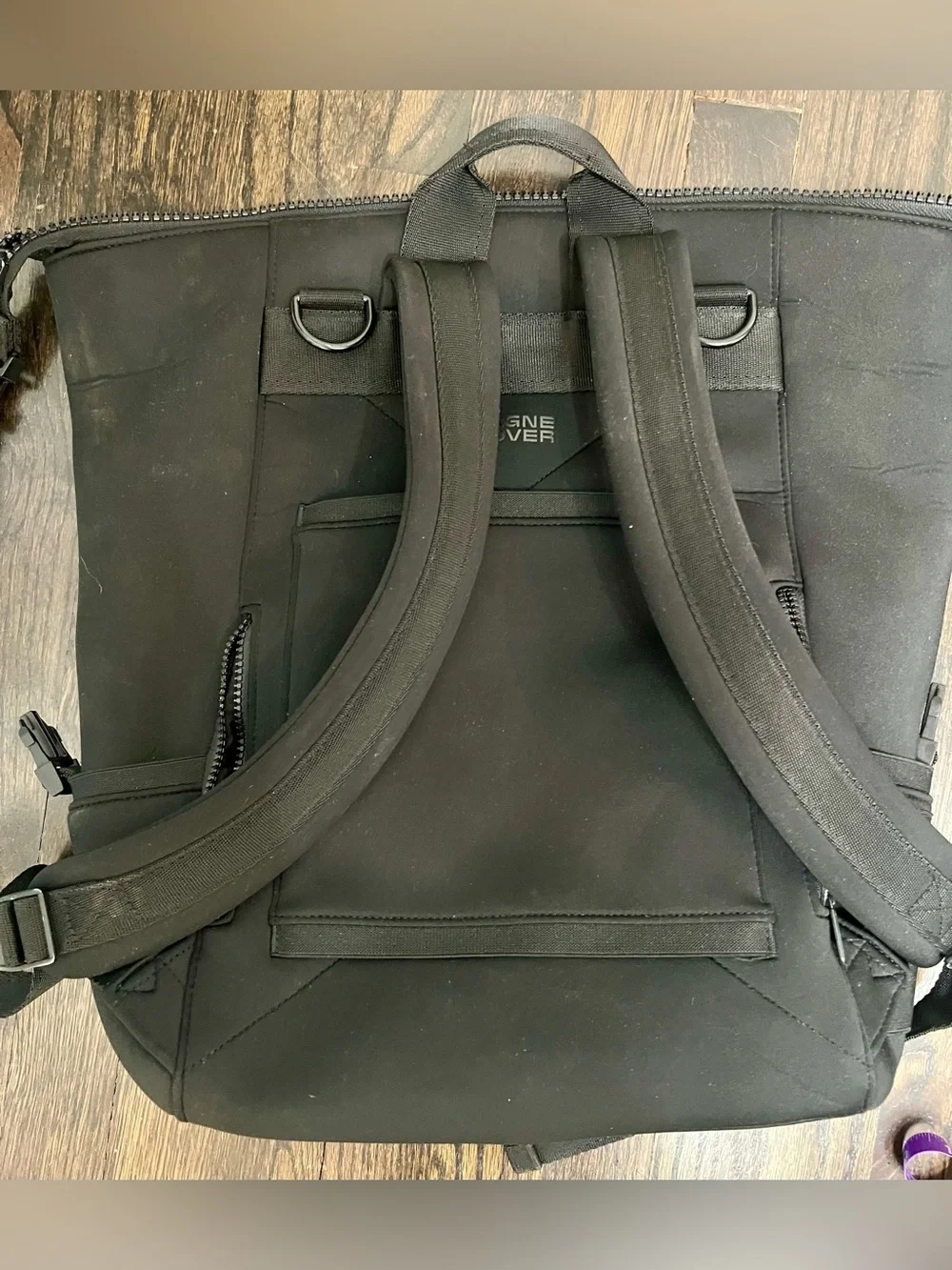 Dagne Dover Large Backpack / Diaper Bag Bundle Black Neoprene Travel Backpack
